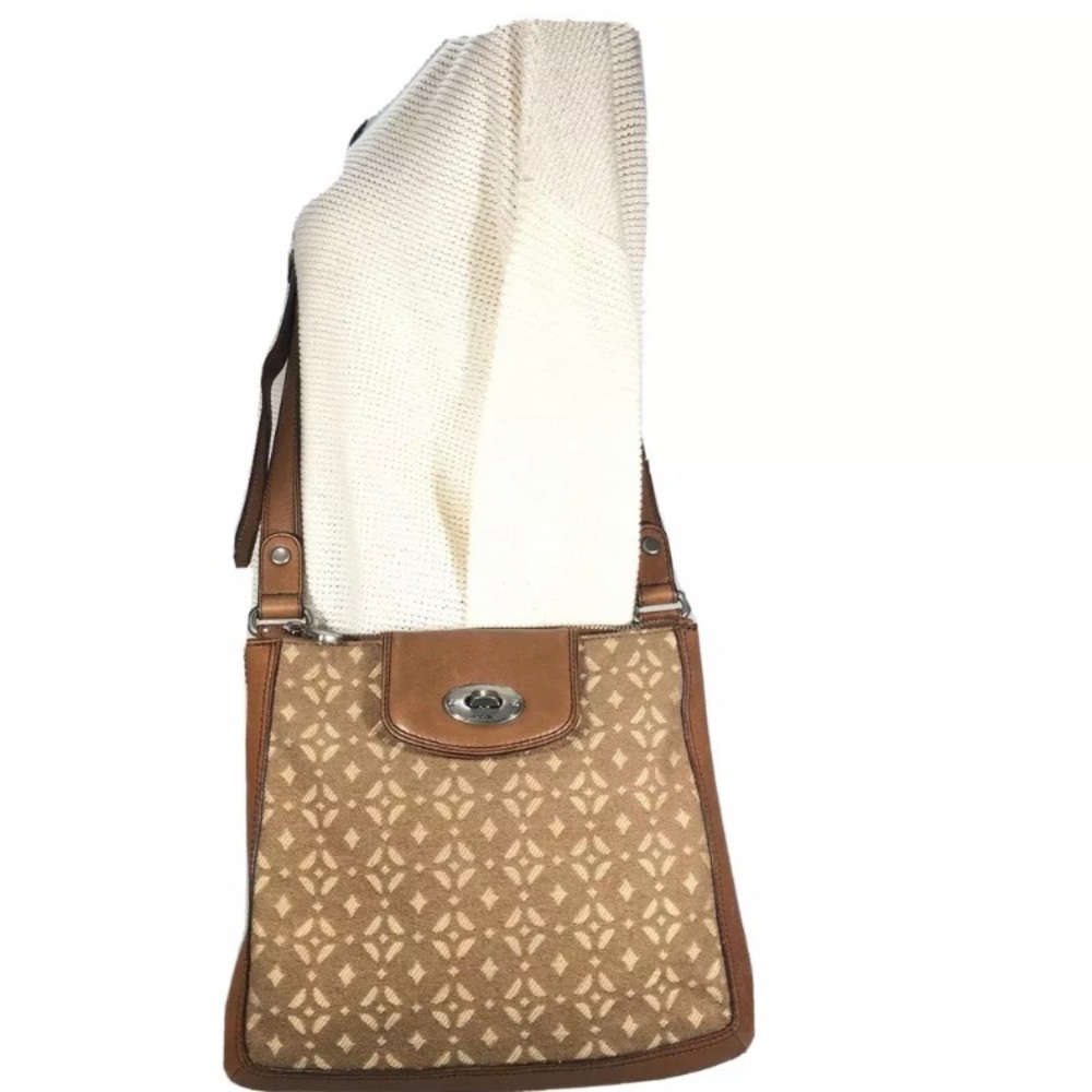 ⬇️💰Fossil Messenger Crossbody Leather Textile bag